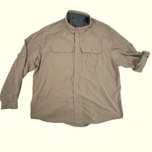 REI Mens‎ LS Sun Protection Shirt UPF 50 Plus Outdoor Work Utility Khaki XXL